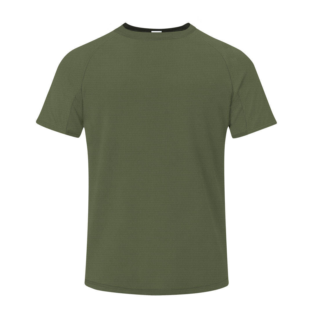 Camiseta adulto verde militar 100% poliéster transpirable 135g/m² vista frontal
