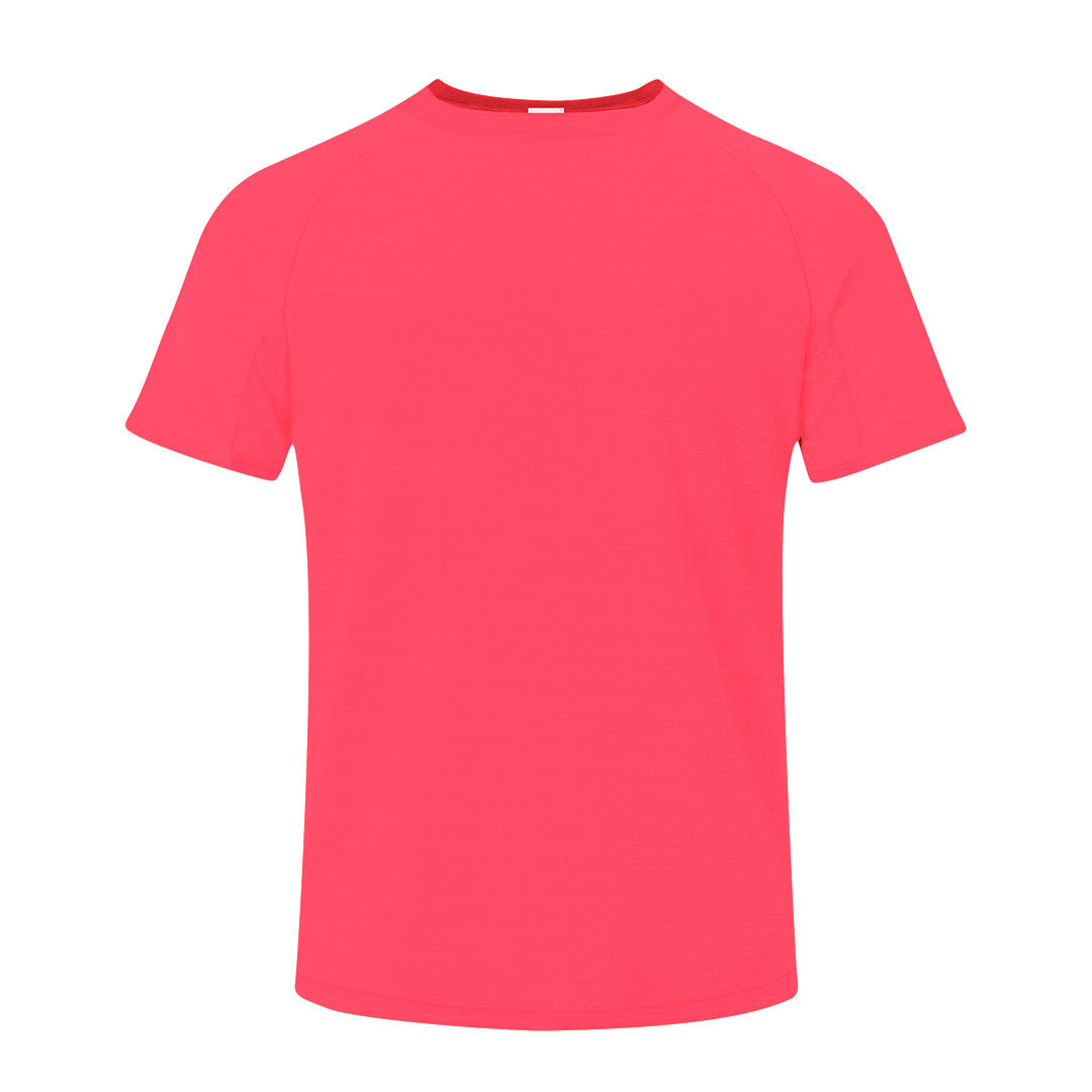 Camiseta adulto rosa flúor 100% poliéster transpirable 135g/m² vista frontal