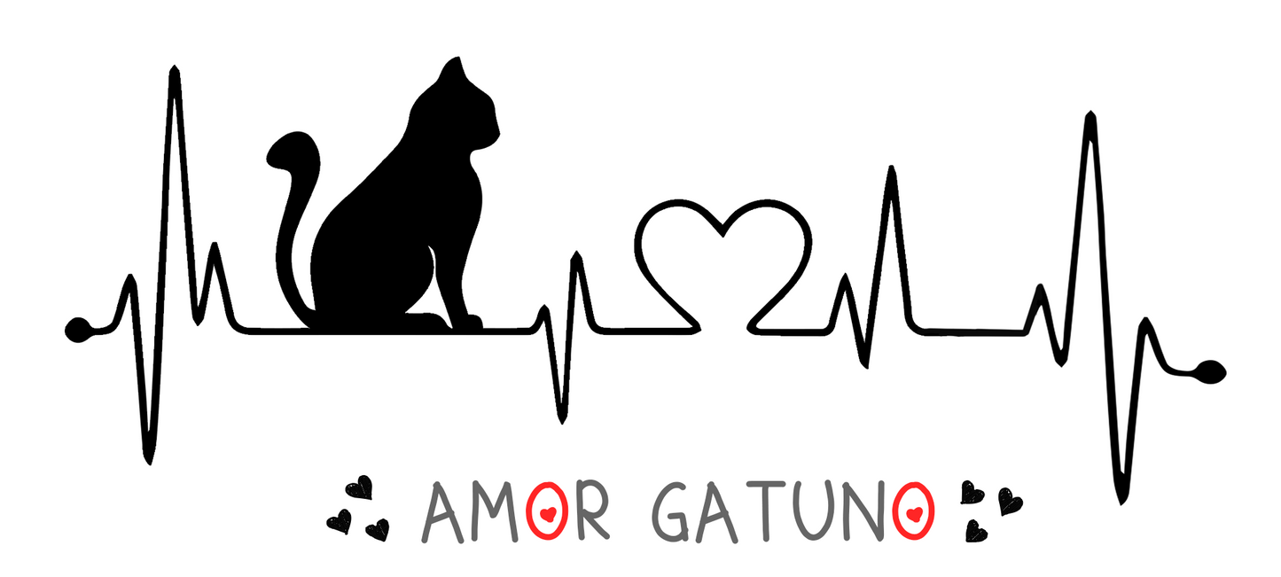 Taza Amor Gatuno - Silueta de Gato con Electrocardiograma