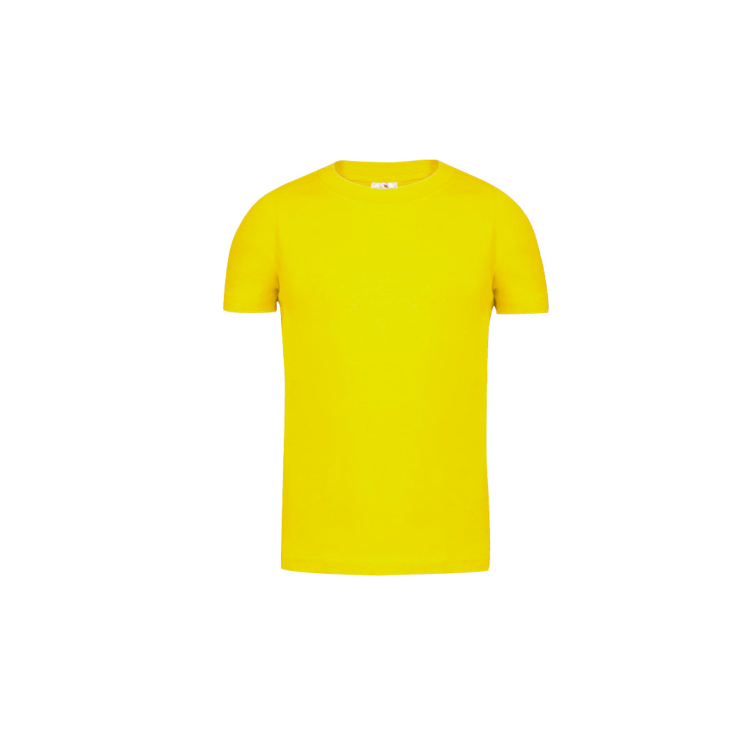 Camiseta niños unisex amarilla 100% algodón 150g/m² vista frontal