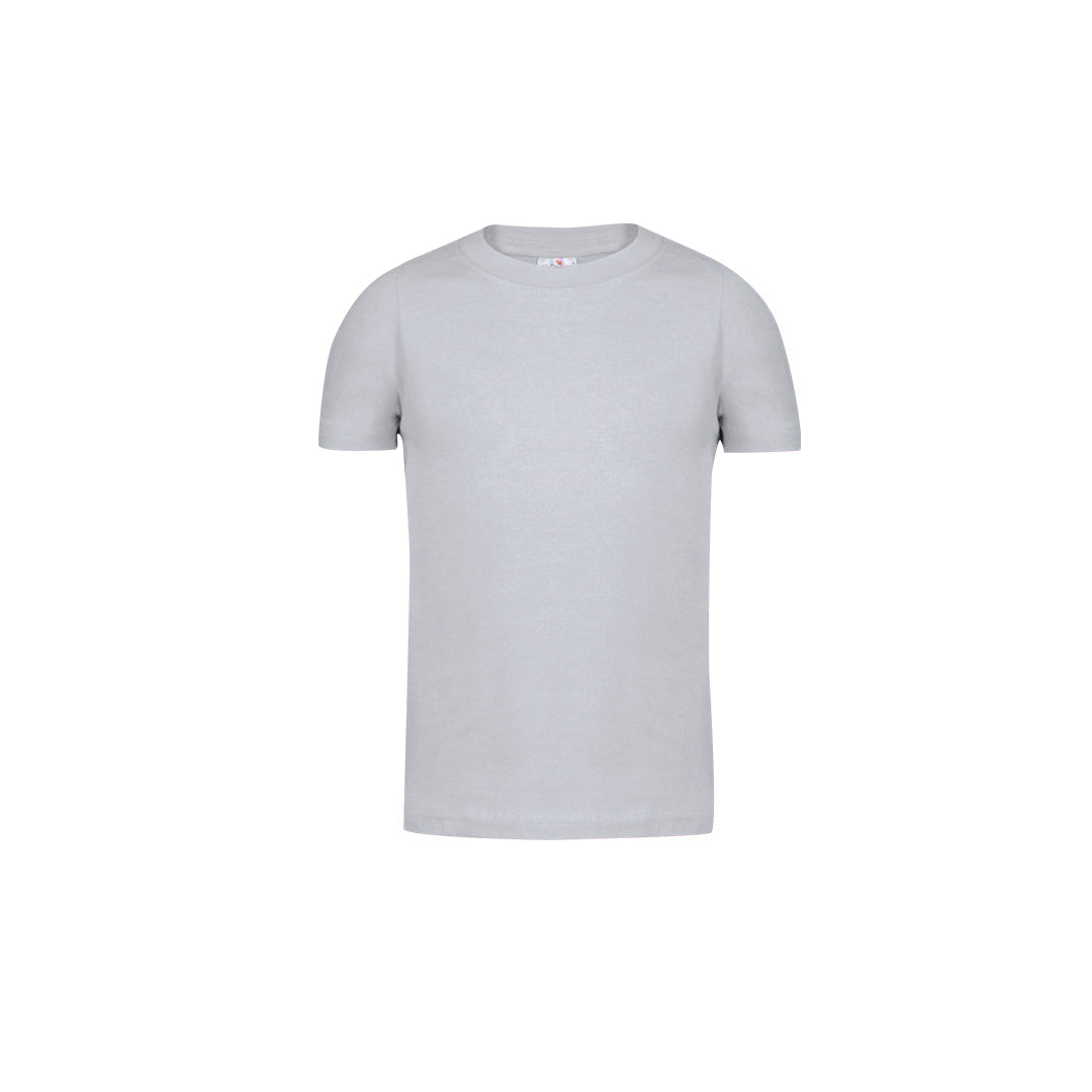 Camiseta niños unisex gris 100% algodón 150g/m² vista frontal