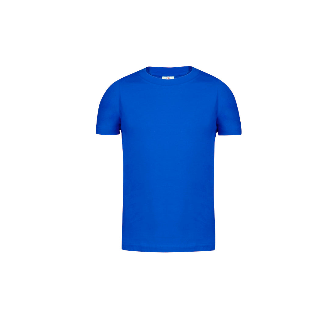 Camiseta niños unisex azul 100% algodón 150g/m² vista frontal
