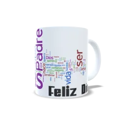 Taza "Feliz Día Padre" Nube de Palabras - Regalo Original y Emotivo