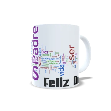 Taza "Feliz Día Padre" Nube de Palabras - Regalo Original y Emotivo