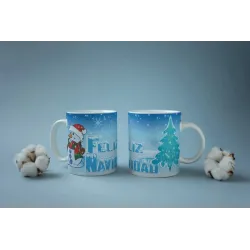 Taza Feliz Navidad Nieve Azul