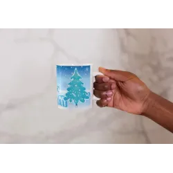 Taza Feliz Navidad Nieve Azul