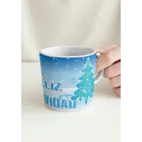 Taza Feliz Navidad Nieve Azul