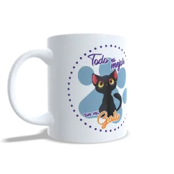 Taza de Gato Negro "Todo es Mejor con mi Gato" - Regalo Único