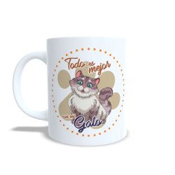Taza "Todo es Mejor con mi Gato"- Regalo Original para Amante de Gatos