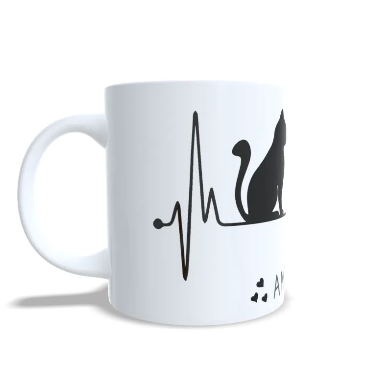 Taza "Amor Gatuno" | Latido de Corazón y Gato Taza "Amor Gatuno" | Latido de Corazón y Gato
