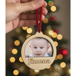 Adorno de Navidad Personalizado con Foto y Nombre