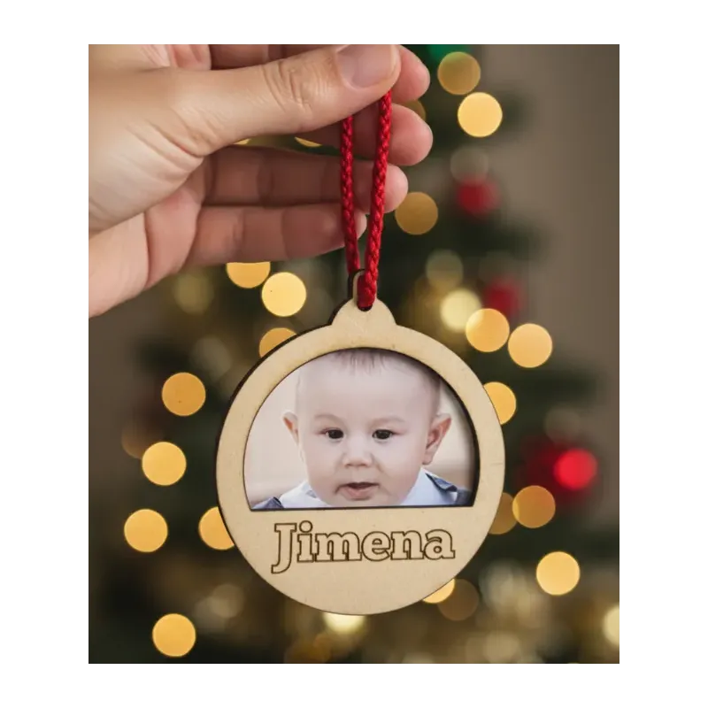 Adorno de Navidad Personalizado con Foto y Nombre