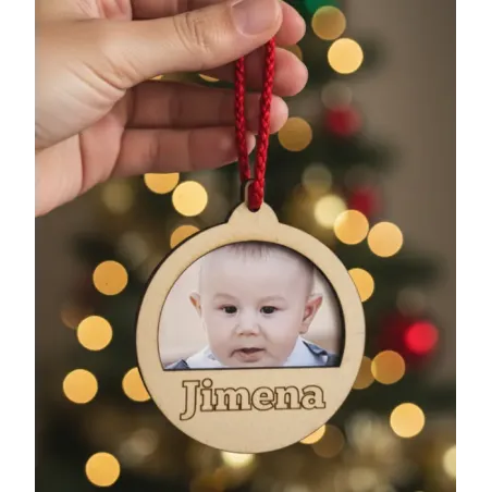 Adorno de Navidad Personalizado con Foto y Nombre