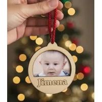 Adorno de Navidad Personalizado con Foto y Nombre