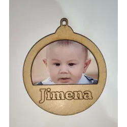 Adorno de Navidad Personalizado con Foto y Nombre