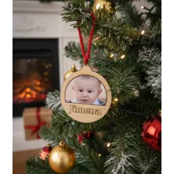 Adorno de Navidad Personalizado con Foto y Nombre