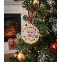Adorno de Navidad Personalizado con Foto y Nombre