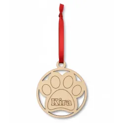 Adorno Navidad de Madera Huella de Mascota y Nombre
