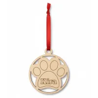 Adorno Navidad de Madera Huella de Mascota y Nombre