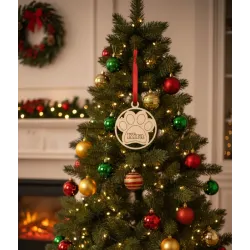 Adorno Navidad de Madera Huella de Mascota y Nombre
