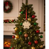 Adorno Navidad de Madera Huella de Mascota y Nombre