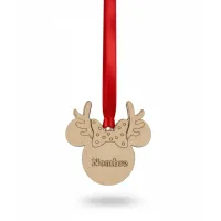 Adorno Navidad de Madera: Lazo y Reno Nombre Personalizado
