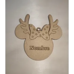 Adorno Navidad de Madera: Lazo y Reno Nombre Personalizado