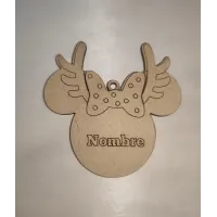 Adorno Navidad de Madera: Lazo y Reno Nombre Personalizado