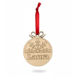 Adorno Navidad Madera - Copo de Nieve y Nombre