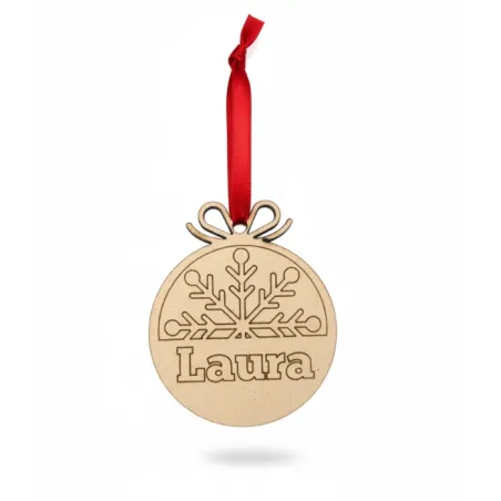 Adorno Navidad Madera - Copo de Nieve y Nombre