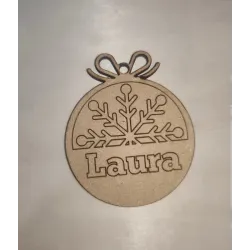Adorno Navidad Madera - Copo de Nieve y Nombre