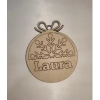 Adorno Navidad Madera - Copo de Nieve y Nombre