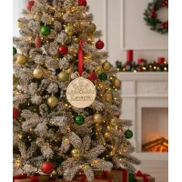 Adorno Navidad Madera - Copo de Nieve y Nombre