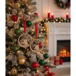 Adorno de Navidad de Madera Reno y Nombre