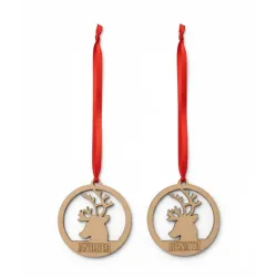 Adorno de Navidad de Madera Reno y Nombre