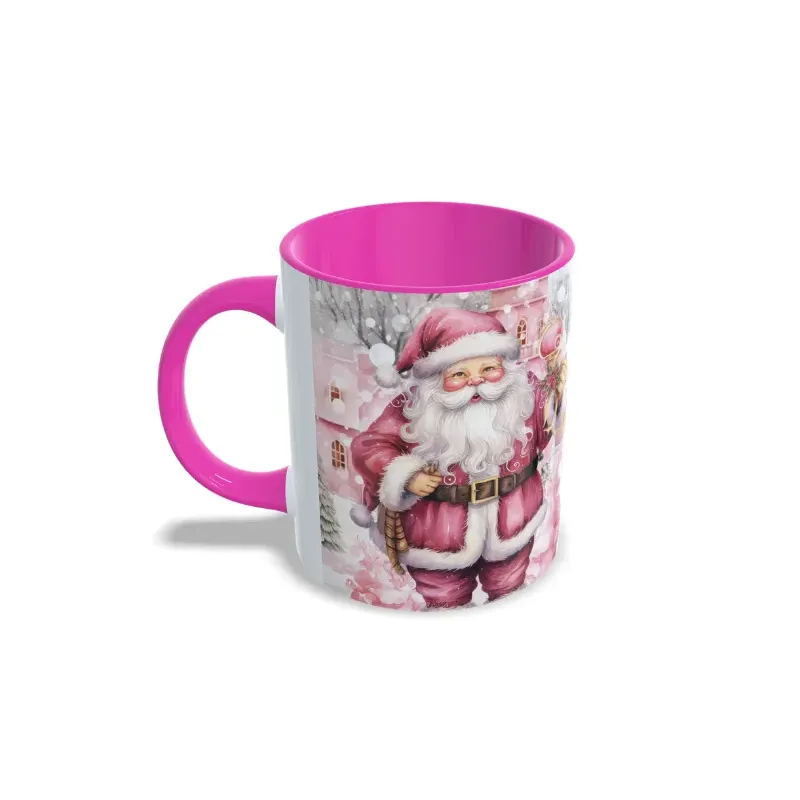 Taza Navidad Papa Noel Diseño Rosa