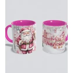 Taza Navidad Papa Noel Diseño Rosa
