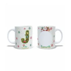 Taza Navidad: Inicial Decorada Foto/Nombre Personalizado