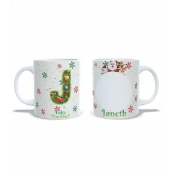 Taza Navidad: Inicial Decorada Foto/Nombre Personalizado