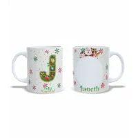 Taza Navidad: Inicial Decorada Foto/Nombre Personalizado