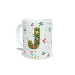 Taza Navidad: Inicial Decorada Foto/Nombre Personalizado