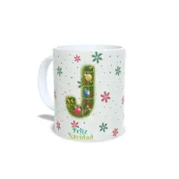 Taza Navidad: Inicial Decorada Foto/Nombre Personalizado