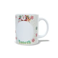 Taza Navidad: Inicial Decorada Foto/Nombre Personalizado