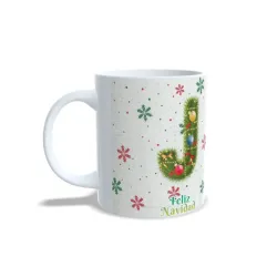 Taza Navidad: Inicial Decorada Foto/Nombre Personalizado