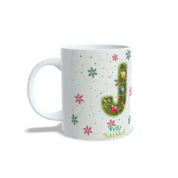 Taza Navidad: Inicial Decorada Foto/Nombre Personalizado