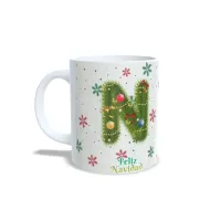 Taza Navidad: Inicial Decorada Foto/Nombre Personalizado
