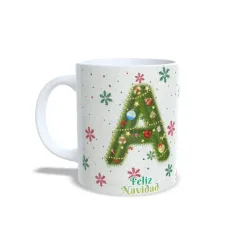 Taza Navidad: Inicial Decorada Foto/Nombre Personalizado