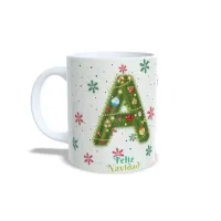 Taza Navidad: Inicial Decorada Foto/Nombre Personalizado