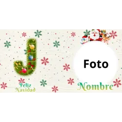 Taza Navidad: Inicial Decorada Foto/Nombre Personalizado