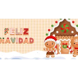 Taza Navidad casa Jengibre base corcho